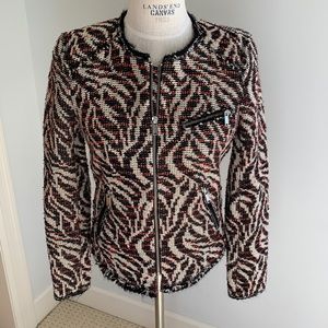 Zara red & black print tweed like jacket Small